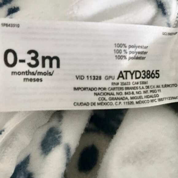 Carter's Blue Panda Fleece Sleep Sack 0-3M - Picture 6 of 7